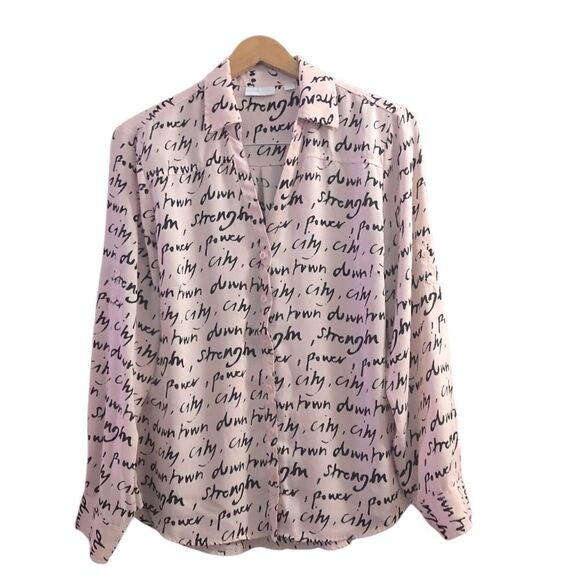 New York & Company Women’s Large Button Down 100% Polyester Button Down Blouse - Picture 1 of 6